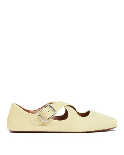 Alaïa Yellow Cross-strap Flat Ballerinas