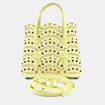 Pre-owned Alaïa Yellow Leather Laser Cut Mina Bag