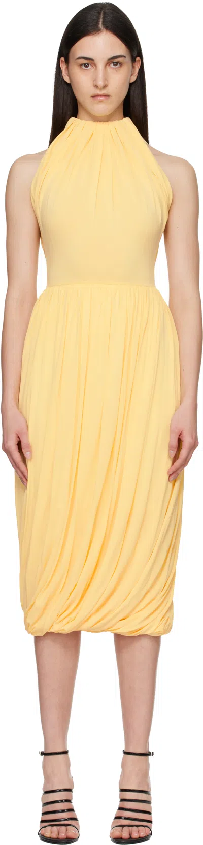 Alaïa Yellow Twisted Soft Jersey Midi Dress