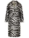 Alaïa Archetypes Belted Leather-trimmed Zebra-print Denim Trench Coat In White