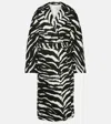 Alaïa Archetypes Belted Leather-trimmed Zebra-print Denim Trench Coat In Multicoloured