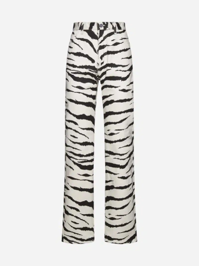 Alaïa Off-white & Black Animal Jeans In Cream,black