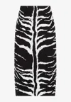 Alaïa Zebra-print Pencil Skirt With Cutout Detail In Monochrome