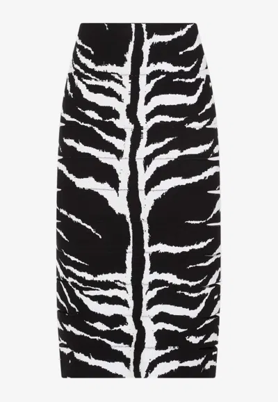 ALAÏA ZEBRA PRINT PENCIL MIDI SKIRT