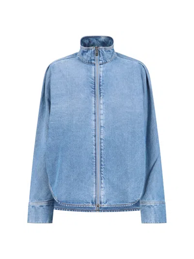 Alaïa Zip Denim Shirt In Blue