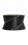 Alaïa Zip Leather Corset Belt In Black