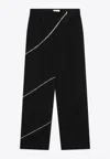 Alaïa Womens Noir Alaia Spiral Two-patch-pockets Wide-leg High-rise Denim-blend Trousers In Black