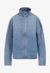 Alaïa Zip-up Long-sleeved Denim Shirt In Blue