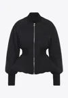 Alaïa Alaia Black Peplum Bomber Jacket In Wool Blend Women In Black