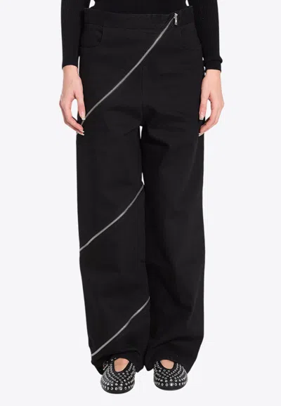 Alaïa Zipped Spiral Straight-leg Jeans In Black