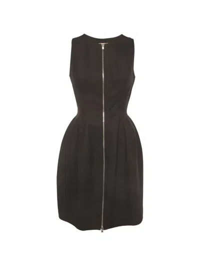 Pre-owned Alaïa Zipper Fit-and-flare Mini Dress In Black
