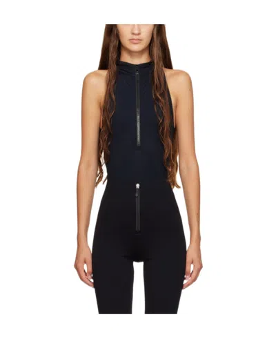Alaïa Zipper Hood Jumpsuit In Black