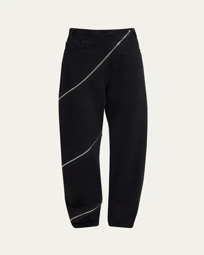 Alaïa Zipper Spiral Straight-leg Pants In Noir Alaia