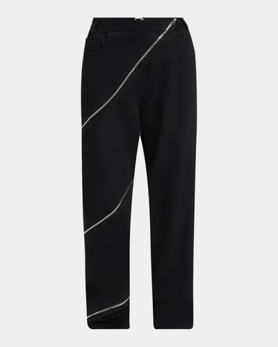 ALAÏA ZIPPER SPIRAL STRAIGHT-LEG PANTS
