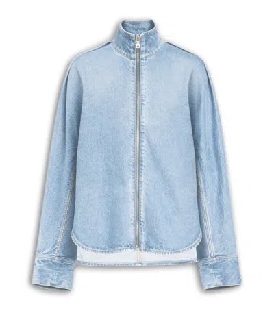 Alaïa Zip-up Denim Shirt In Blue