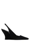 Alaïa Wave Mules Suede Wedge Heel Pointed Toe In Black