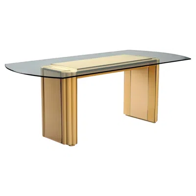 Pre-owned Alain Delon Ad 006 Rectangular Glass-top Table By  For Mario Sabot In Sand