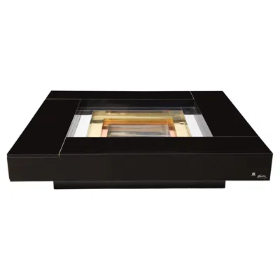 Pre-owned Alain Delon Black Laminate And Brass Coffee Table By  For Jansen Collection