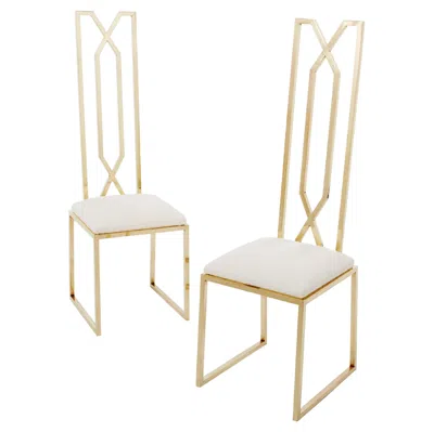 Pre-owned Alain Delon Pair Of Brass Chairs Signed By  For Jean Charles 1970s In Sand