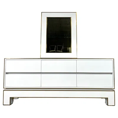 Pre-owned Alain Delon White Lacquered Credenza By  With Mirror, 1970s