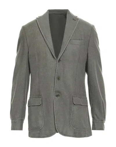 Alain Fracassí Man Blazer Sage Green Size 40 Virgin Wool, Polyester In Gray