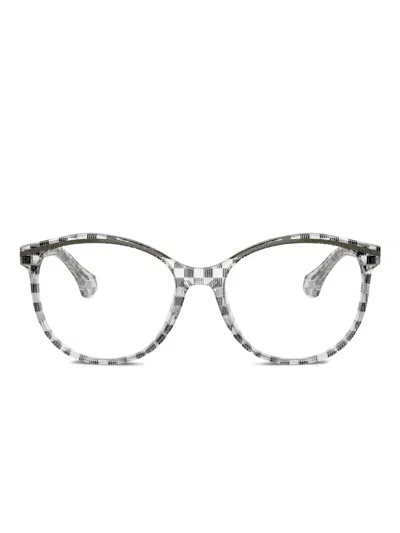 Alain Mikli Damier-check Round-frame Glasses In Gray