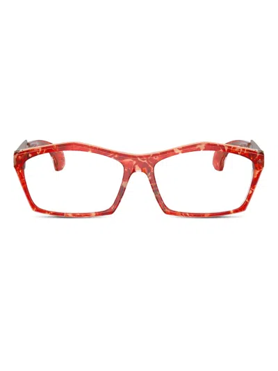Alain Mikli 几何镜框眼镜 In Red