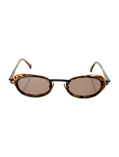 Pre-owned Alain Mikli Narrow Tinted Sunglasses In Brown