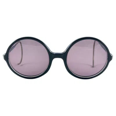 Pre-owned Alain Mikli New Vintage  0107 Round Black & Blue Handmade France Sunglasses