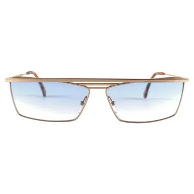 Pre-owned Alain Mikli New Vintage  Rectangular Gold Frame Sunglasses 1980's Made In France In Gray