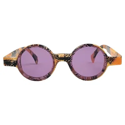 Pre-owned Alain Mikli New Vintage Rare  0150 Round Yellow Tones France Sunglasses 1990