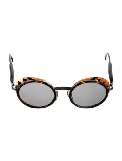 Pre-owned Alain Mikli Round Tinted Sunglasses In Brown