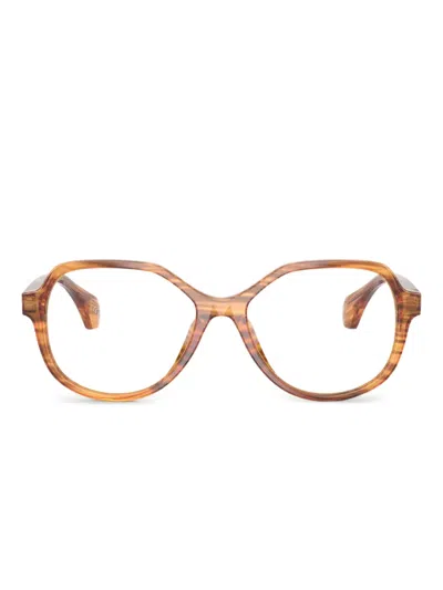 Alain Mikli Striped Geometric-frame Glasses In Brown