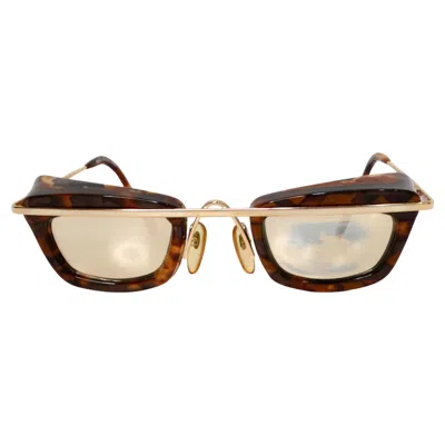 Pre-owned Alain Mikli Tortoise & Gold-tone Mirrored Goggle Styled Sunglasses Circa 1990s In Sand