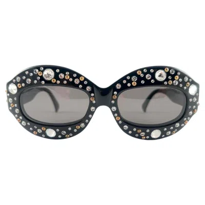 Pre-owned Alain Mikli Vintage  4104 Oversized Black Strass Sunglasses 2009