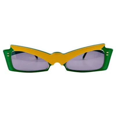 Pre-owned Alain Mikli Vintage  Cm85 510 Green & Yellow Grace Jones France Sunglasses 1980's