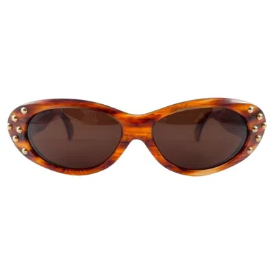Pre-owned Alain Mikli Vintage Claude Montana 580 Tortoise & Gold Accents Sunglasses 1989 In Brown