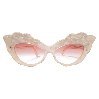 Pre-owned Alain Mikli Vintage Rare  Am14 Mother Of Pearl Cat Eye France Sunglasses 1988 In Sand