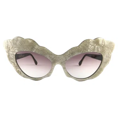 Pre-owned Alain Mikli Vintage Rare  Am14 Mother Of Pearl Cat Eye France Sunglasses 1988 In Sand