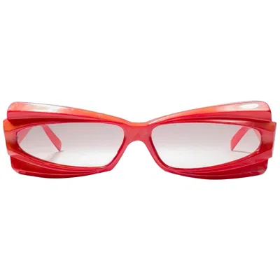 Pre-owned Alain Mikli Vintage Rare  Am25 Oversized Red France Sunglasses 1988