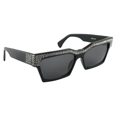 Pre-owned Alain Mikli Vintage Rare  Am318101 Smoking Black & Rhinestones Sunglasses 1989