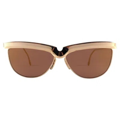 Pre-owned Alain Mikli Vintage Rare  Am610 Seagull 22k Gold Plated France Sunglasses 1989 In Brown