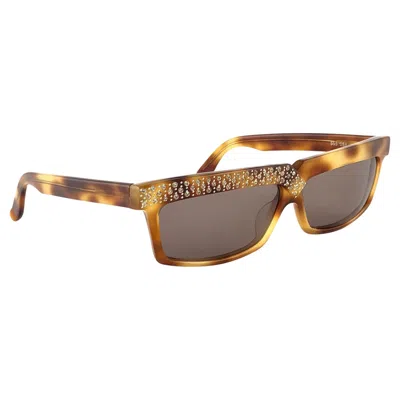 Pre-owned Alain Mikli Vintage Rare Claude Montana 555053 Smoking Tortoise& Rhinestones Sunglasses 1989 In Brown