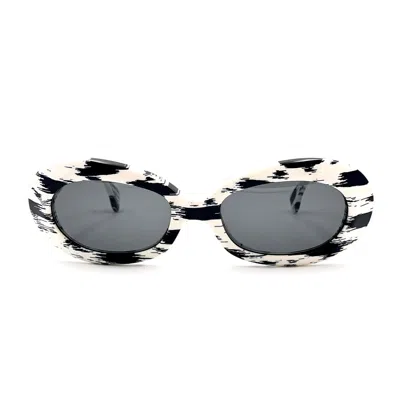 Alain Mikli White D305 Special Edition Dalmatians Oval Sunglasses In Gray