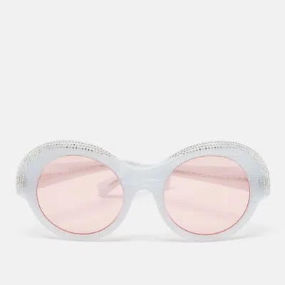 Pre-owned Alain Mikli X Alexandre Vauthier Light Blur/pink Roselyn Crystals Round Sunglasses In Blue