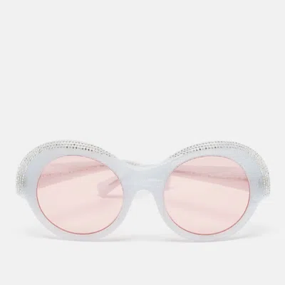 Alain Mikli X Alexandre Vauthier Light Blur/pink Roselyn Crystals Round Sunglasses In Blue