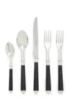 Alain Saint-joanis Set-of-five Marbella Wood Silver-plated Silverware In Black