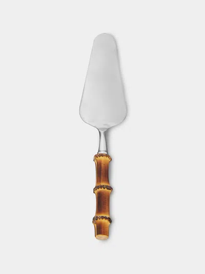 Alain Saint-joanis Bamboo Cake Server  Abask Luxury Gift In Brown