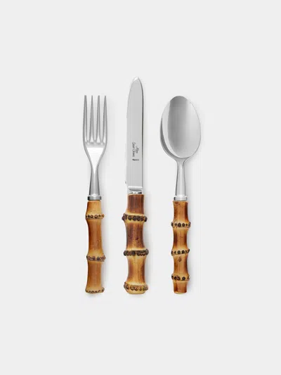 Alain Saint-joanis Bamboo Dessert Cutlery (set Of 3)  Abask Gift Set In Brown