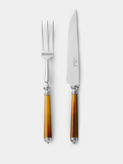 Alain Saint-joanis Marbella Dark Horn Resin Carving Set  Abask Gift Set In Brown